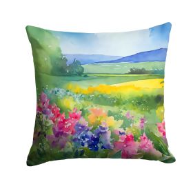 Massachusetts Mayflowers in Watercolor Throw Pillow Machine Washable, Indoor Outdoor Decorative Pillow for Couch, Bed or Patio, 18Hx18W