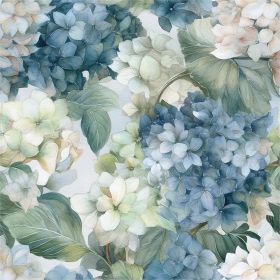 Vintage Watercolor Blue/White/Green Hydrangea Floral Peel and Stick Wallpaper Wall Decor Self Adhesive Wall Paper Stick on Easy Peel Off Contact